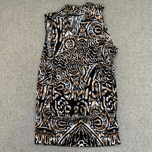 American City‎ Wear Elegant Blouse Wide Neck Small Polyester Top Tan Black White